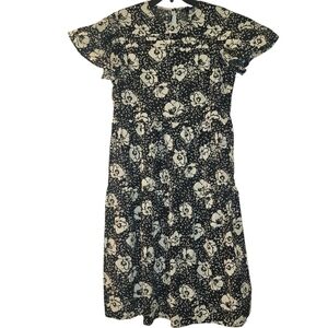 Who What Wear Womens Black and White Floral Midi Dress Large